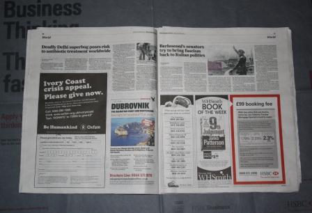 Five ads over two pages of The Independent (pic: Nick Clapp)