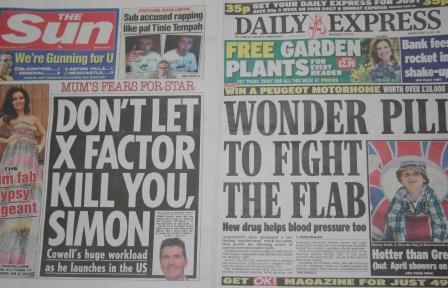 Monday's Sun and Express (Pic: Nick Clapp)